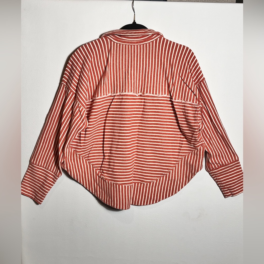 Pilcro by Anthropologie Red Cream Striped Sweatshirt Large - Picture 6 of 12